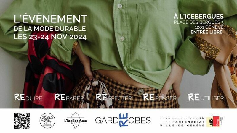 Bienvenue au salon GARDEROBES, le rendez-vous grand public incontournable de la mode durable le weekend des 23-24 novembre 2024 à l'espace IceBergues au centre-ville de Genève.