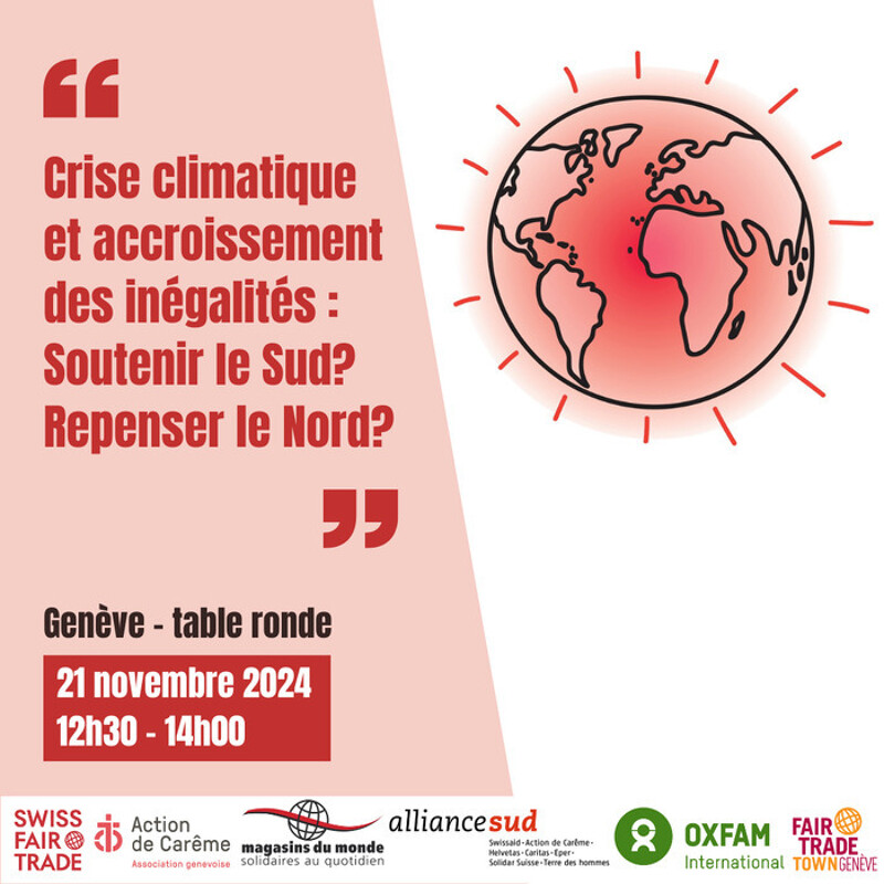 Table ronde sur la crise climatique et l’accroissement des inégalités mondiales. Nos intervenants discuteront des responsabilités du Nord et des solutions pour soutenir les pays du Sud.